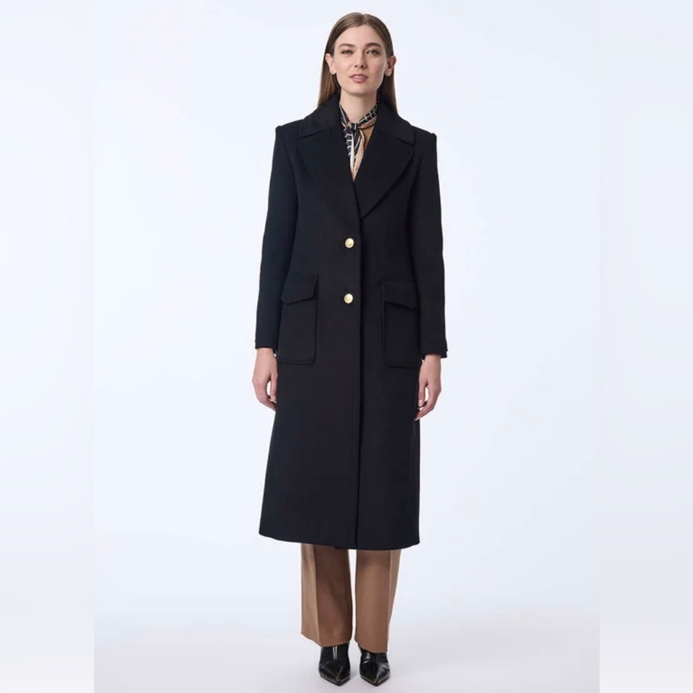 New and SOLD OUT Bloomingdale’s Bernardo Cascade Black Wool Coat Size Small